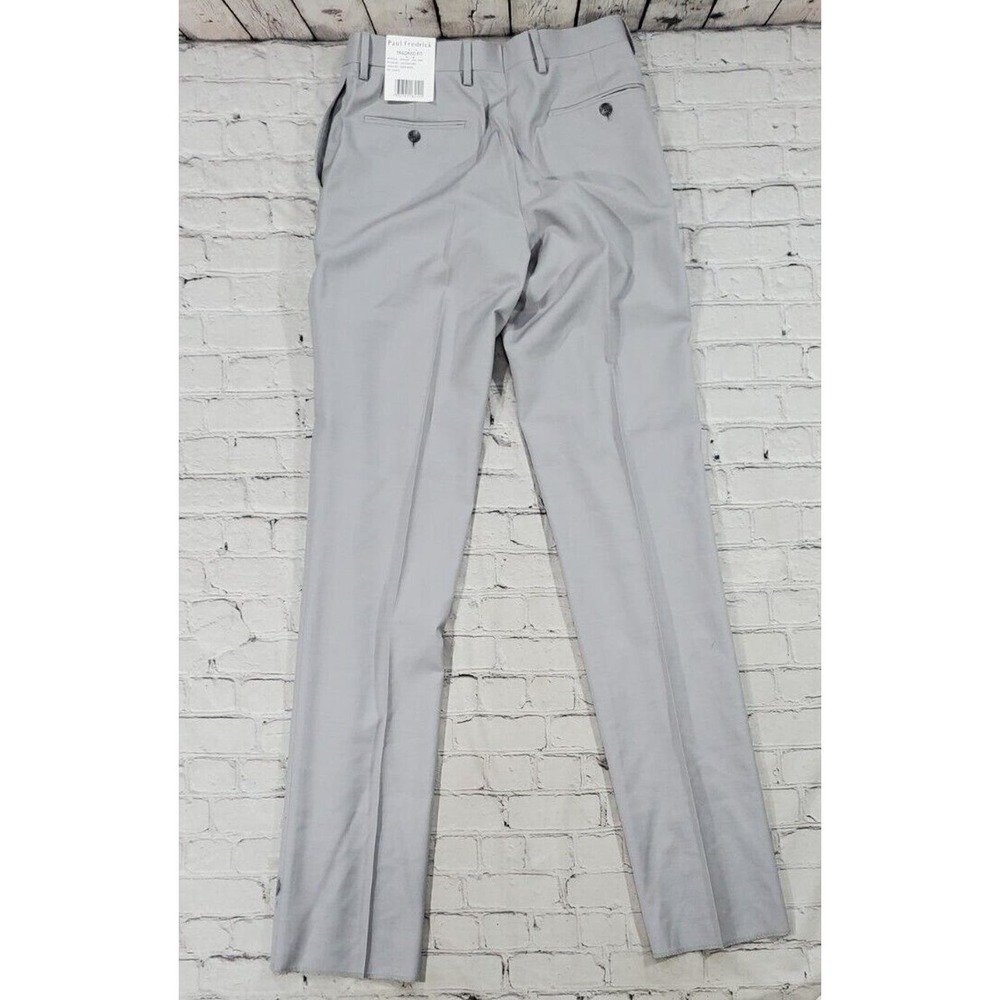 Paul Frederick Dres Slacks Pants 100% Wool Gray Tailored Fit MENS SIZE 30 Unhem - Picture 3 of 7